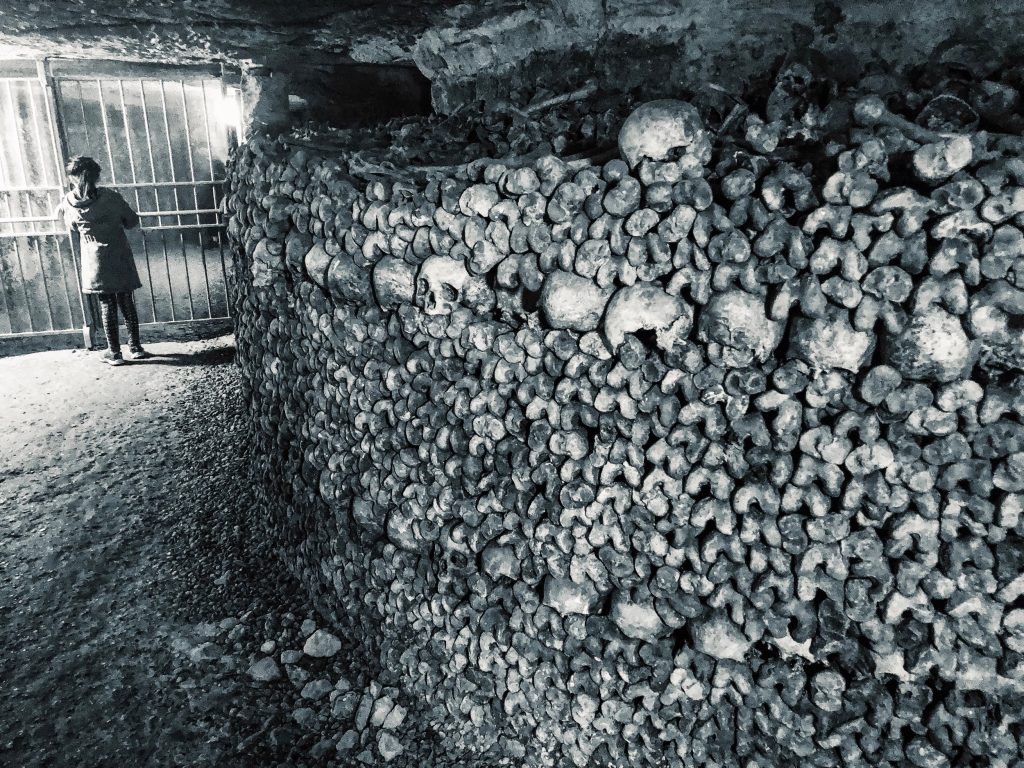 Kids at the Catacombs in Paris