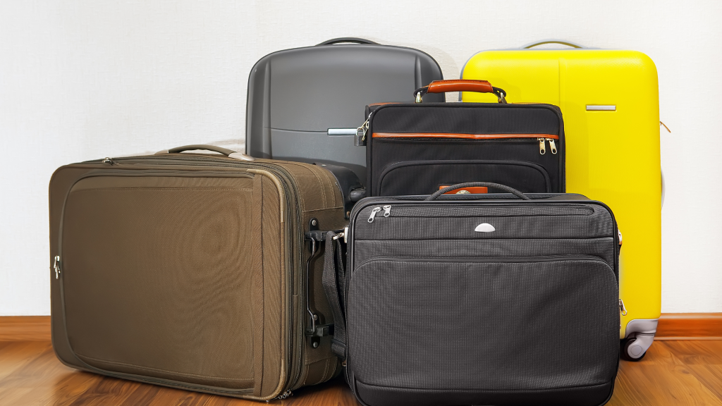 A picture of five different types of luggage.