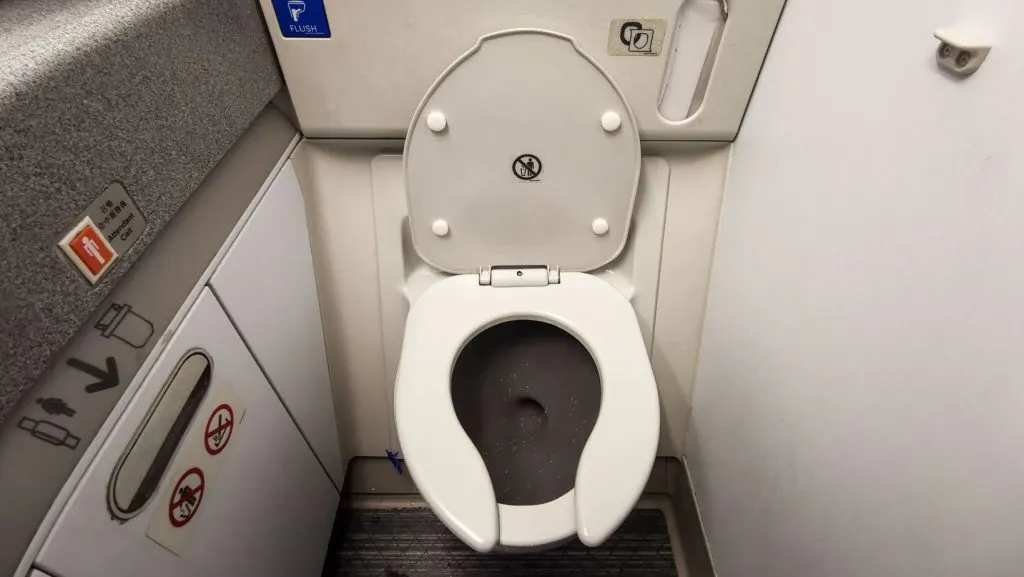 diaper changes on a plane in the bathroom on a changing table