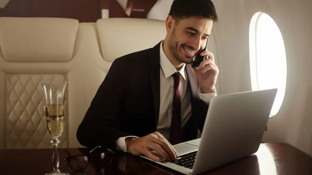 using laptop on a plane